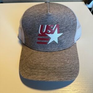 Gray and White USA Trucker Hat